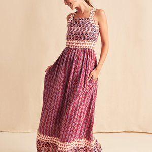 NWT Faherty Linen Gracie Maxi Dress L Large